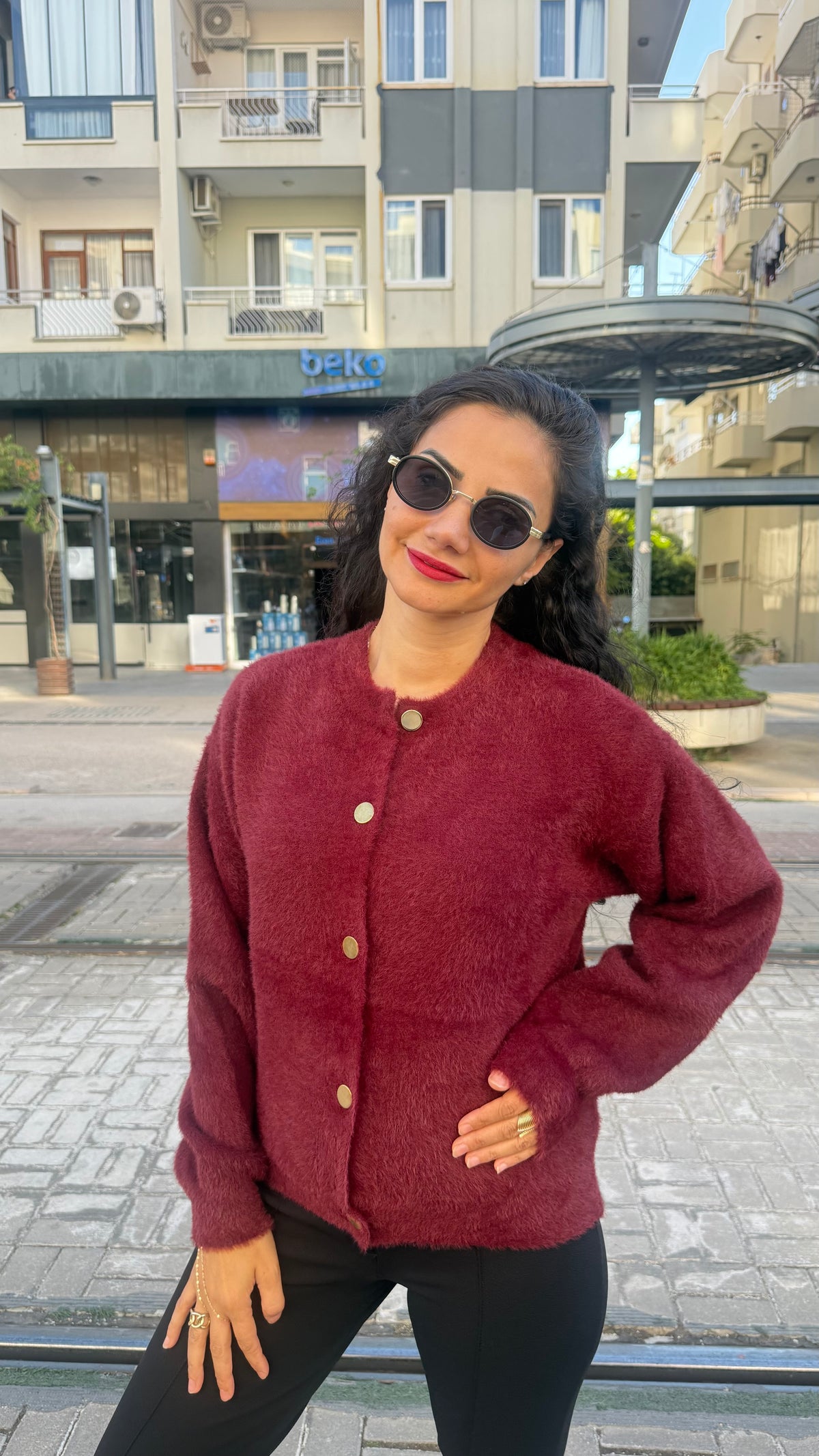 Angora ceket bordo