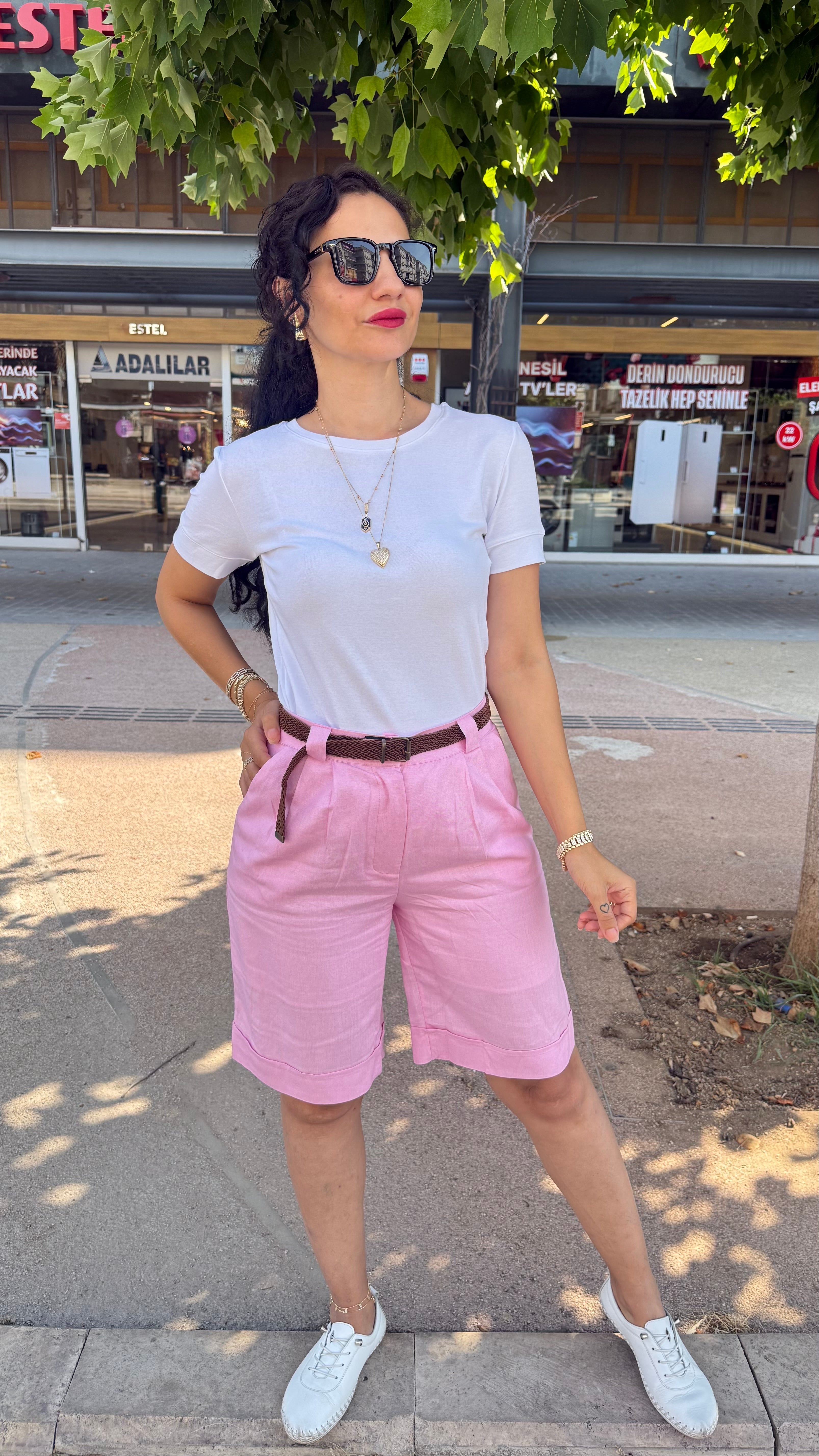 KETEN PEMBE ŞORT