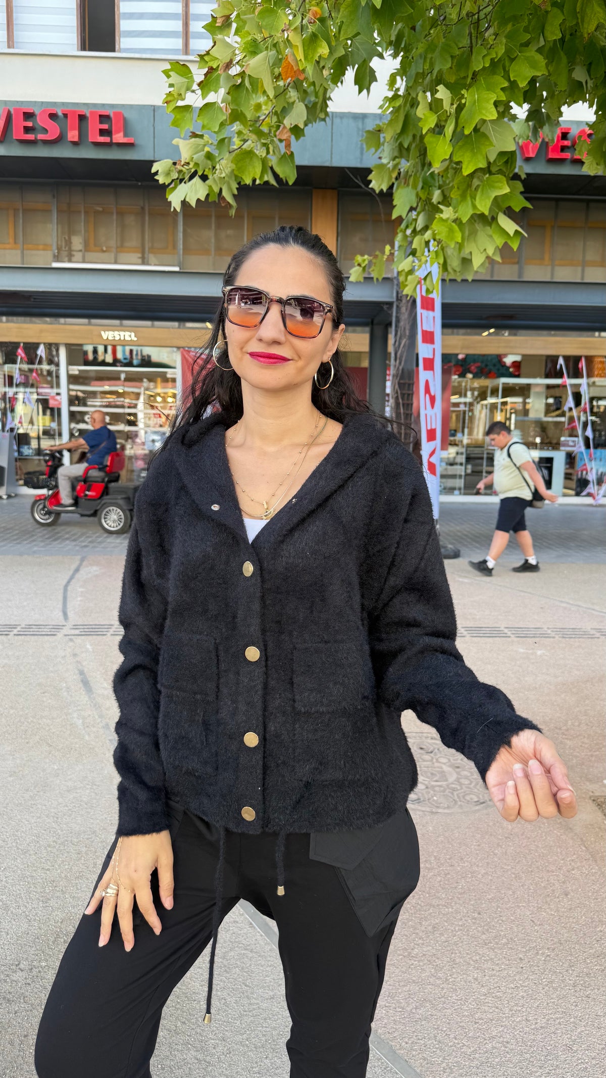 Angora hırka ceket siyah