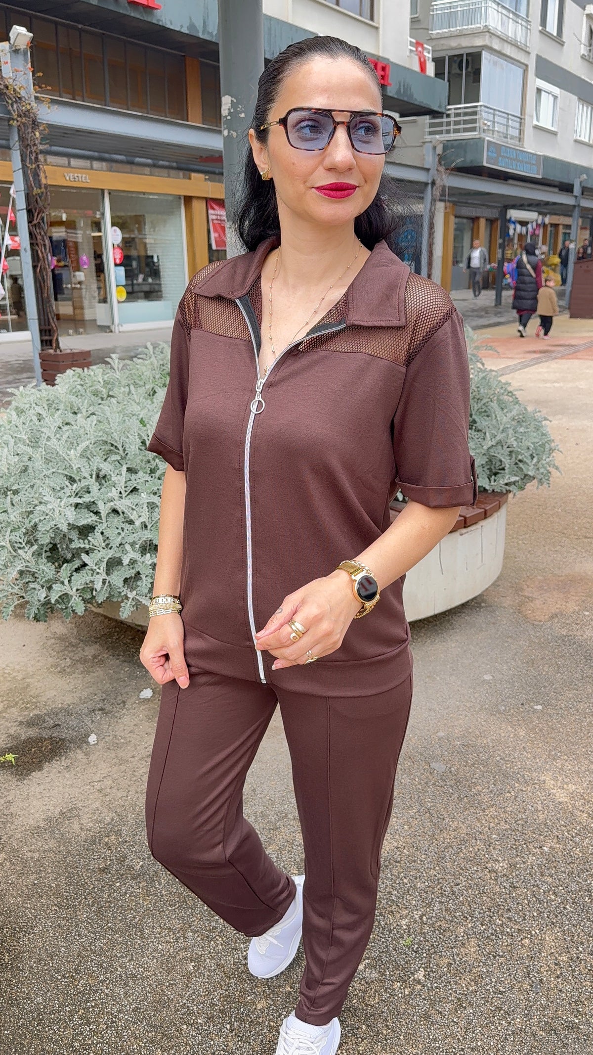 Fileli takım kahverengi