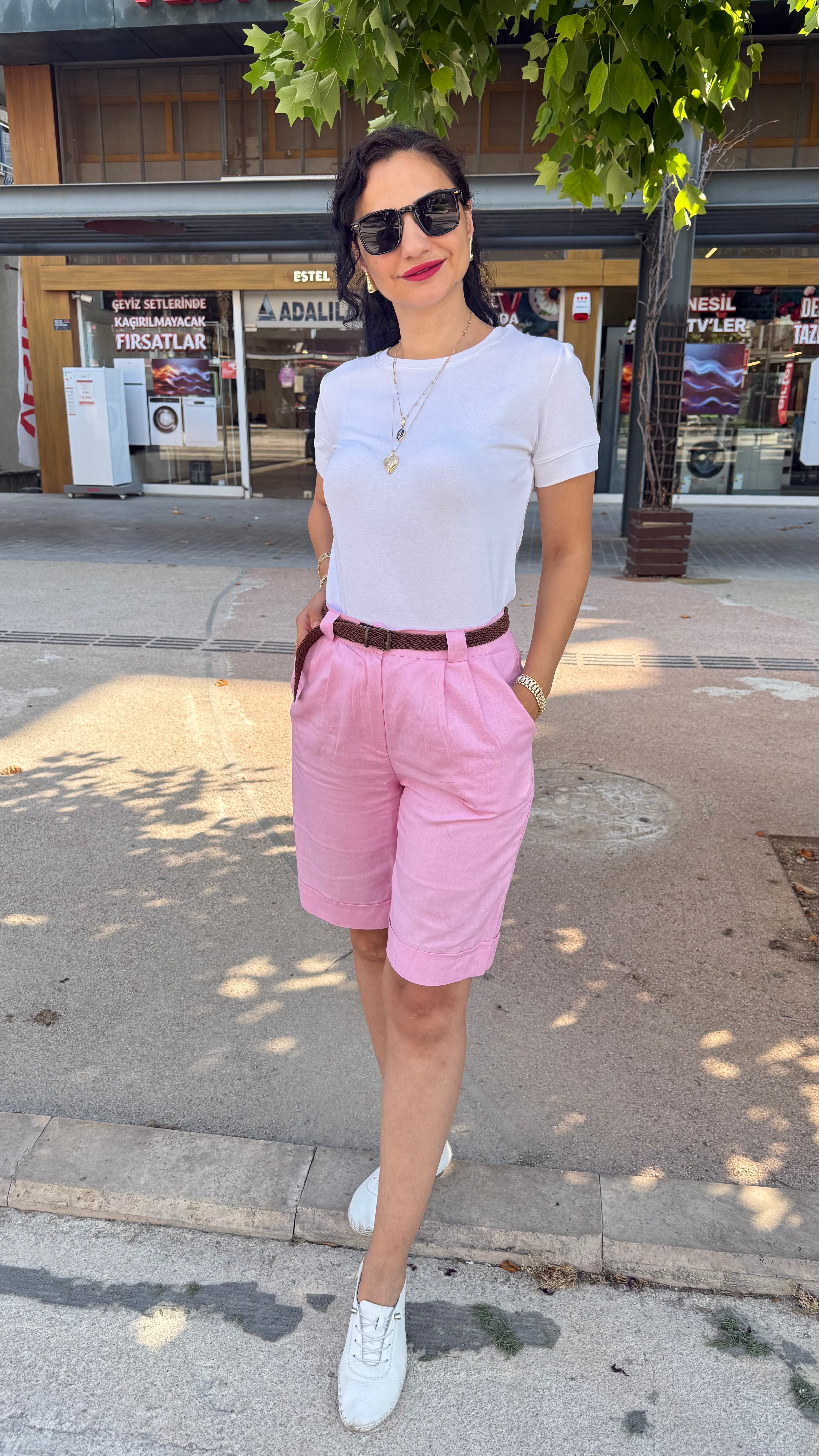 KETEN PEMBE ŞORT