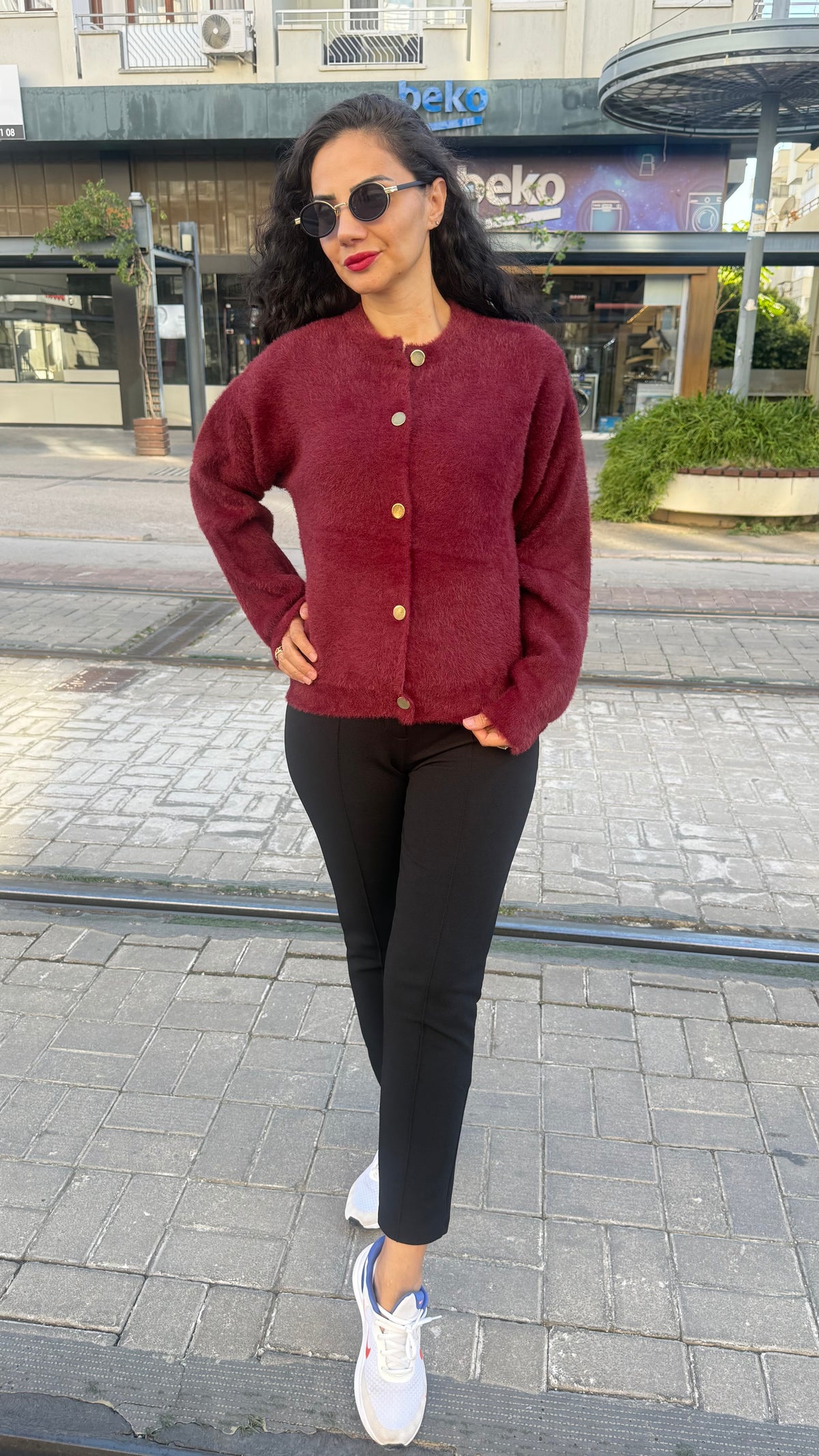 Angora ceket bordo
