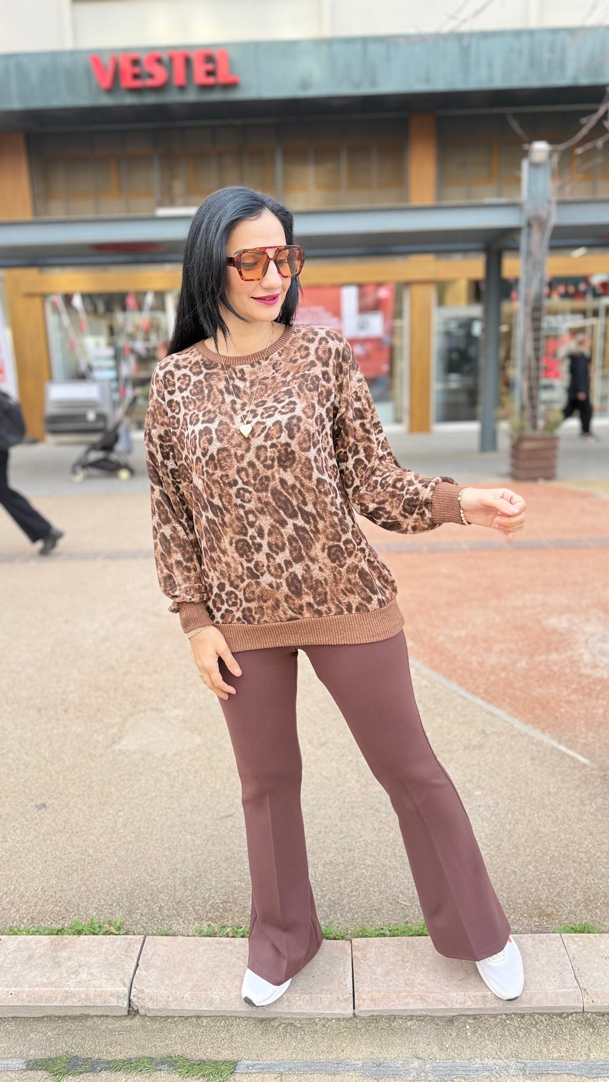 Leopar yumoş bluz