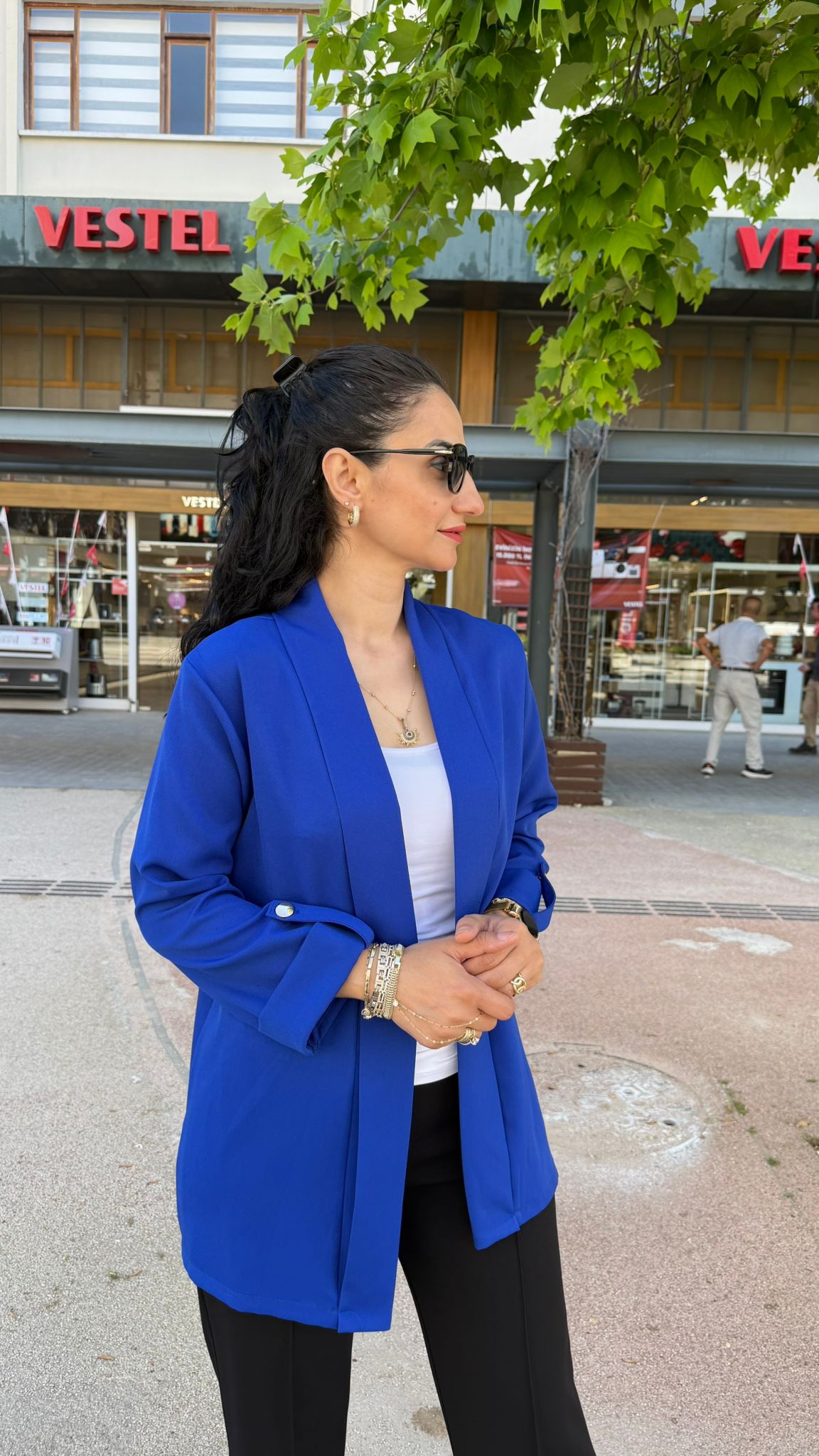 ŞAL YAKA CEKET MAVİ