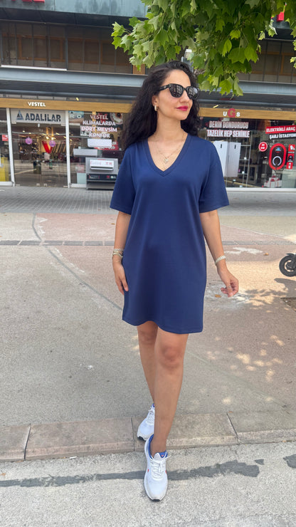 LACİVERT MODAL ELBİSE