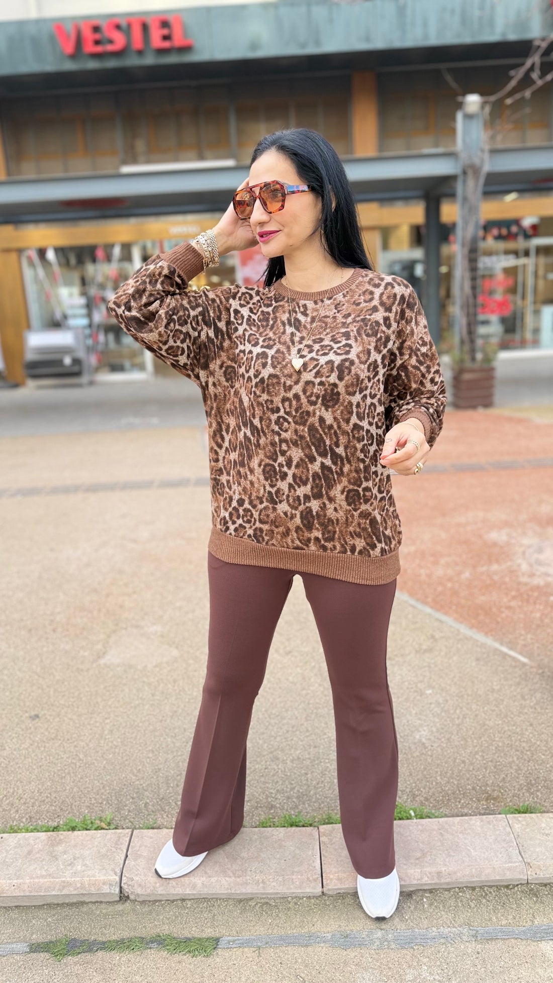 Leopar yumoş bluz