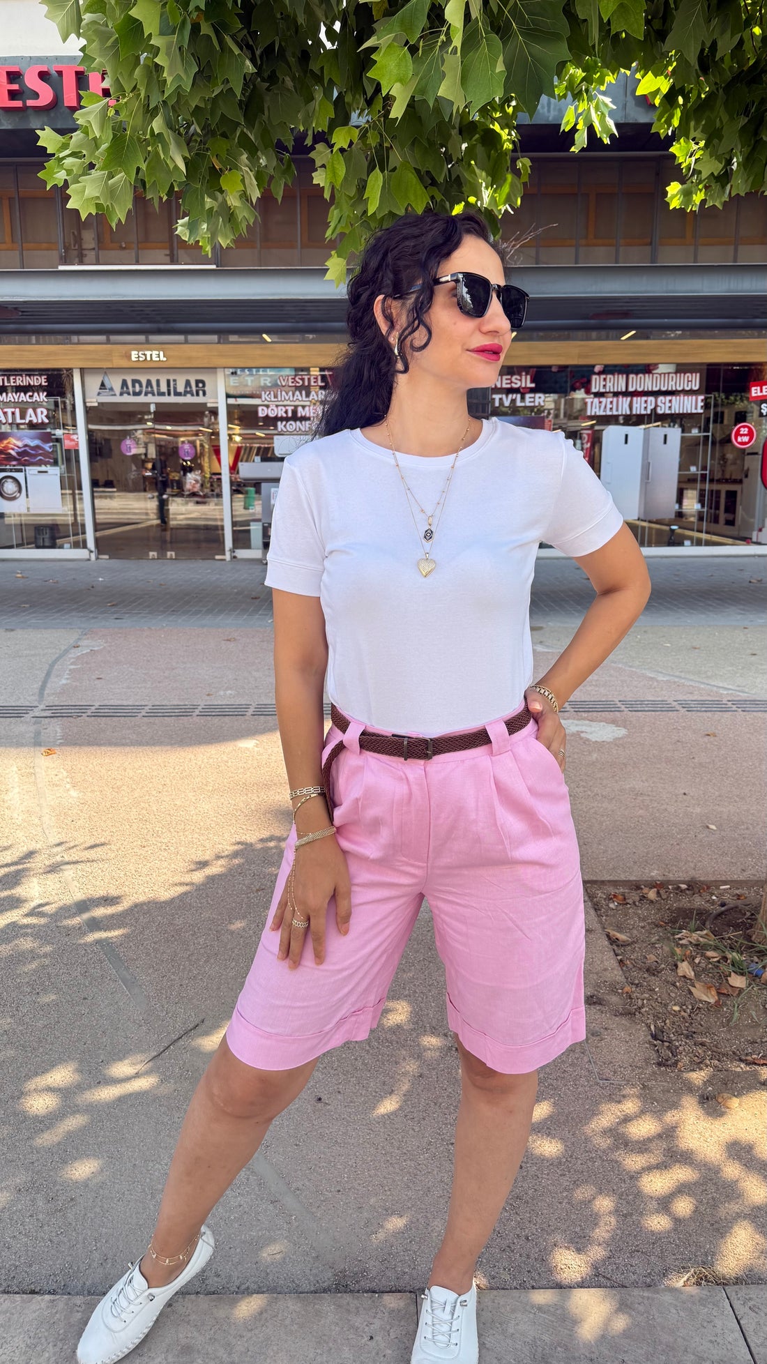 KETEN PEMBE ŞORT