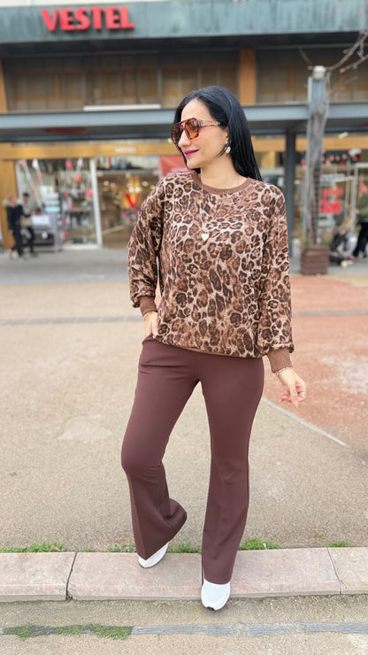 Leopar yumoş bluz