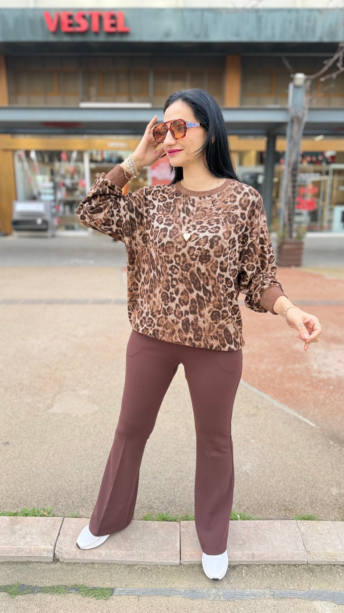 Leopar yumoş bluz