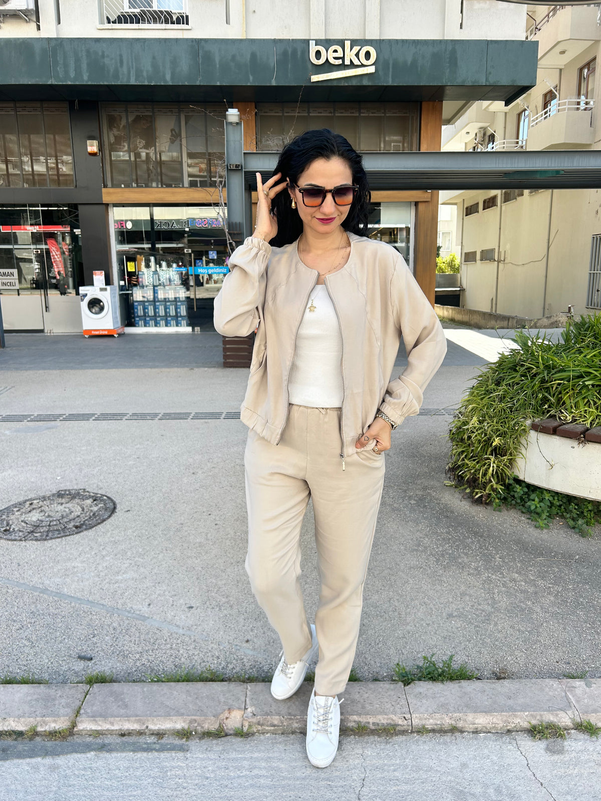 Ceketli takım bej