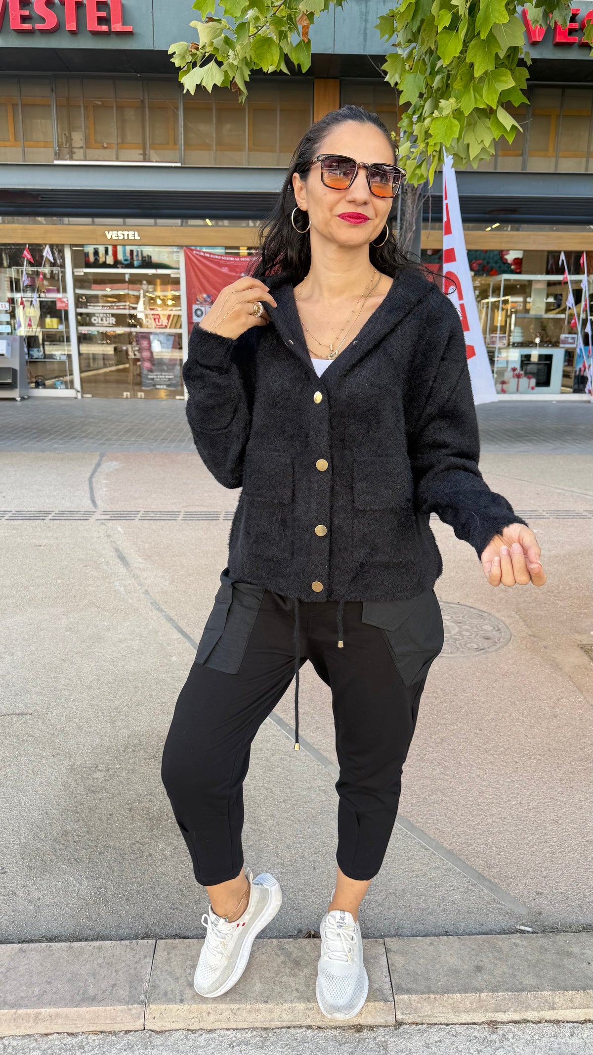 Angora hırka ceket siyah