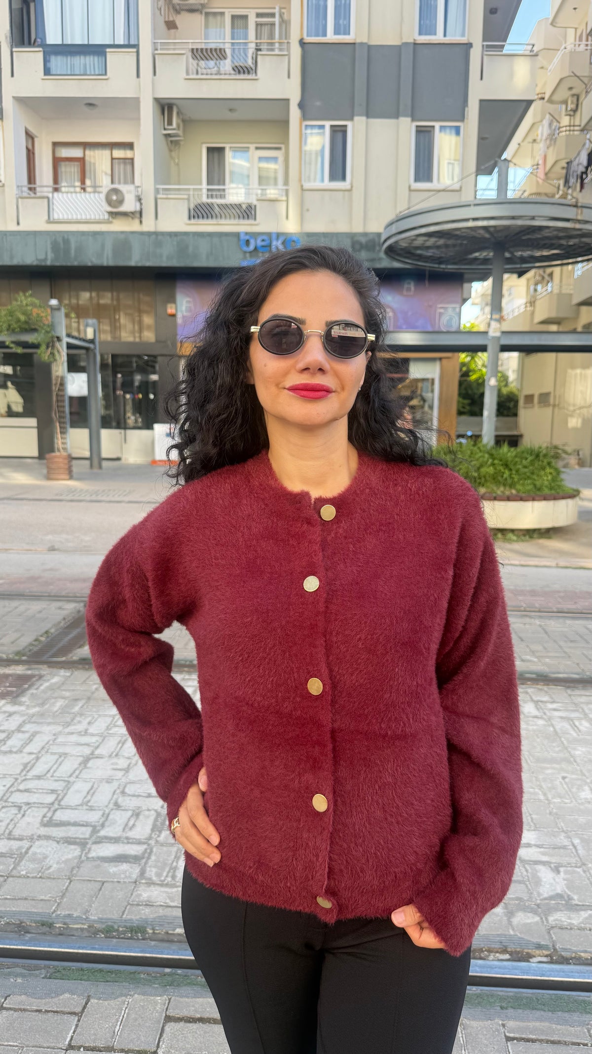 Angora ceket bordo