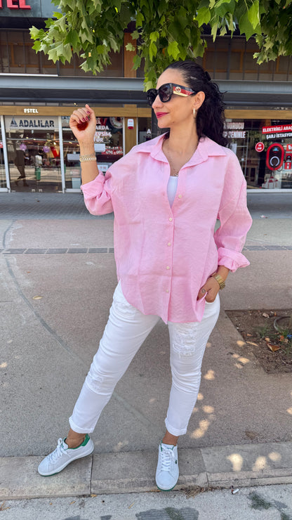 Açık pembe standart gömlek