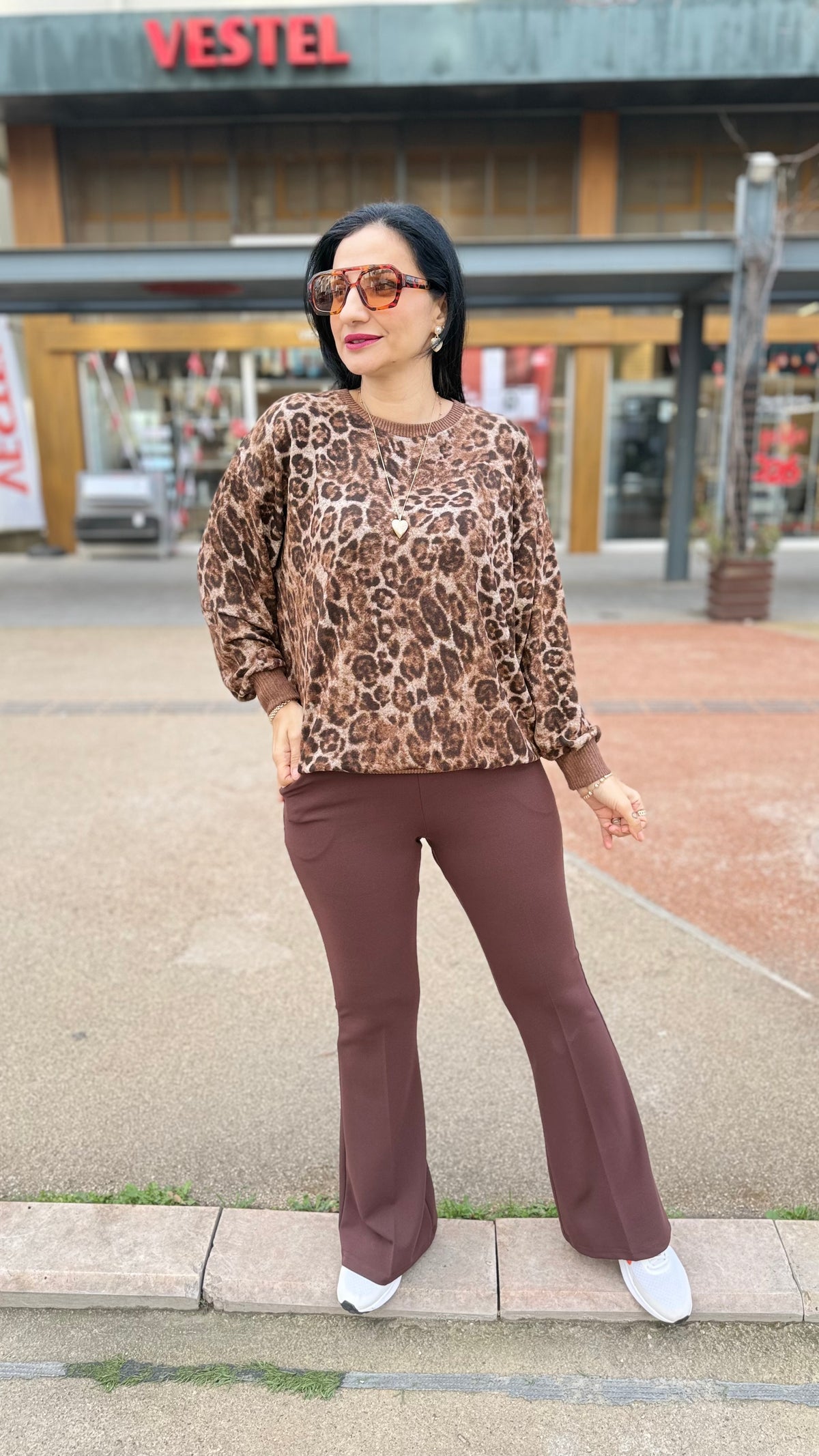 Leopar yumoş bluz