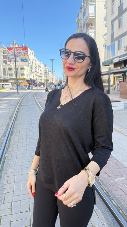 Simli  triko siyah