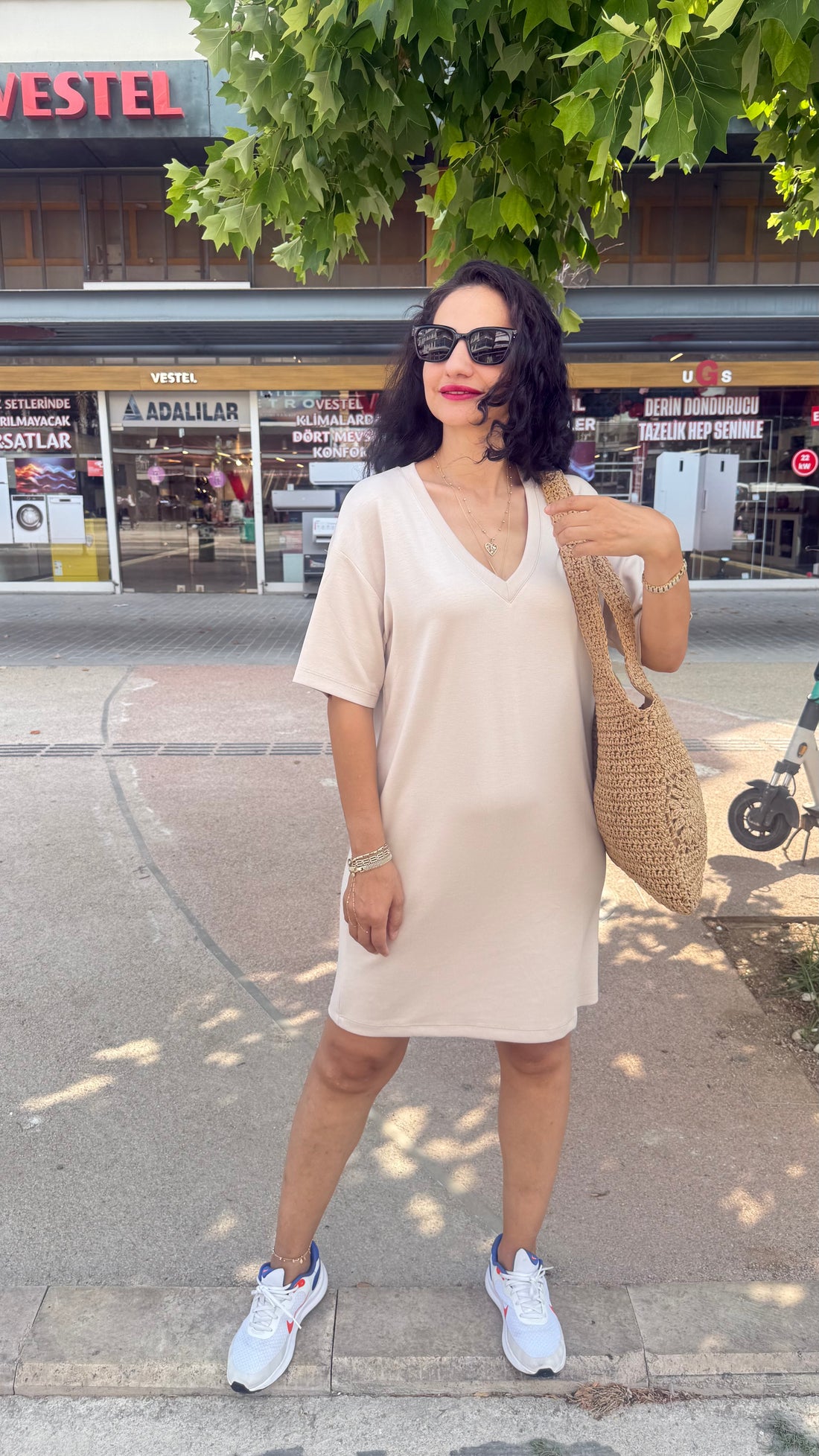 BEJ RENGİ MODAL ELBİSE