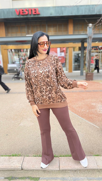 Leopar yumoş bluz