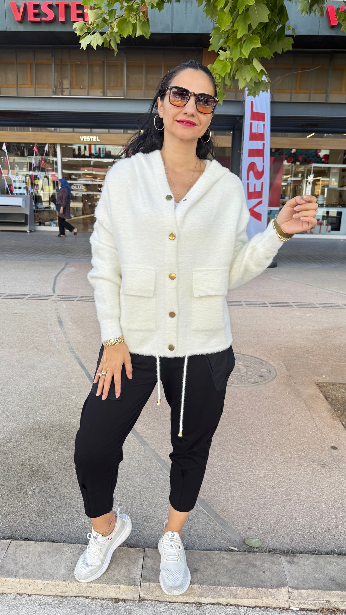 Angora hırka ceket krem rengi