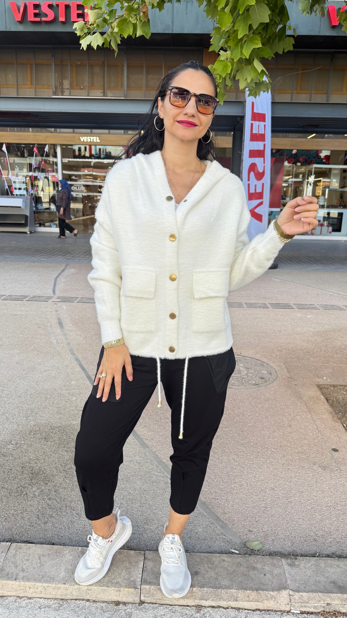 Angora hırka ceket krem rengi