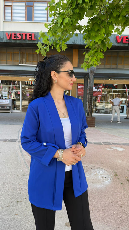 ŞAL YAKA CEKET MAVİ