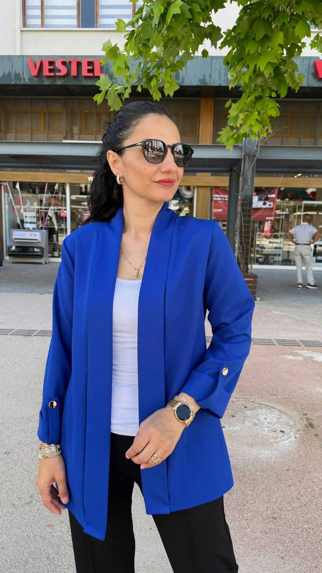 ŞAL YAKA CEKET MAVİ