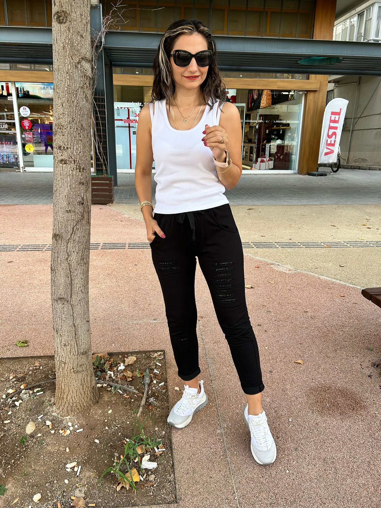 PAYETLİ PANTOLON SİYAH